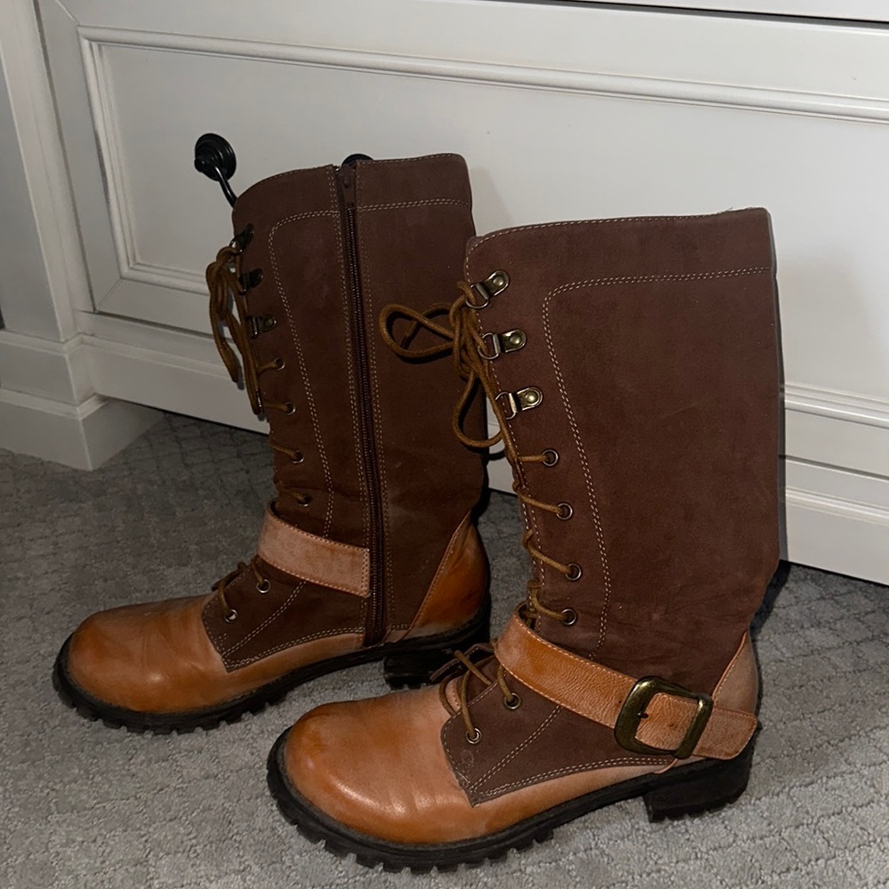 Miss Me size 8 two tone buckled tall boots.